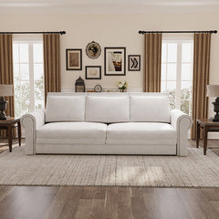 Bellemave® Chesterfield Sofa,93.7" King Pull Out Sofa Bed with Nailhead Trim & Rolled Arm - Bellemave