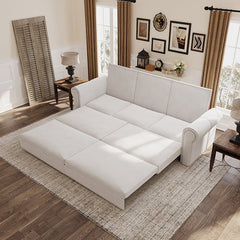 Bellemave® Chesterfield Sofa,93.7" King Pull Out Sofa Bed with Nailhead Trim & Rolled Arm - Bellemave