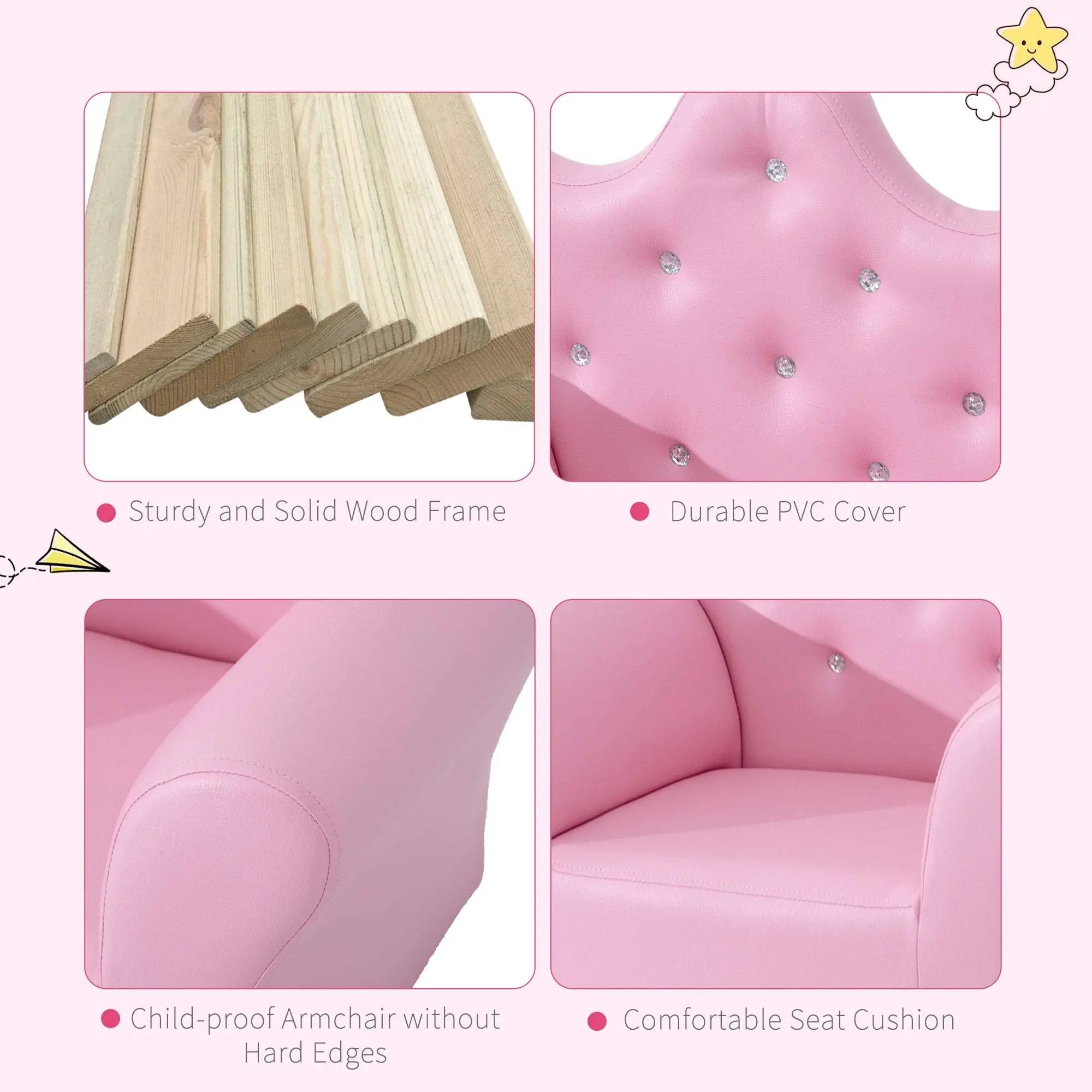 Bellemave® Children's Upholstered Sofa with Footstool - Bellemave