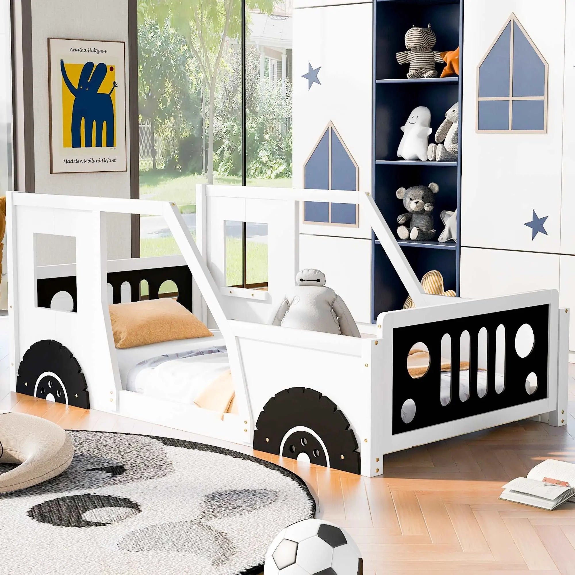 Bellemave® Classic Car - Shaped Platform Bed with Wheels - Bellemave