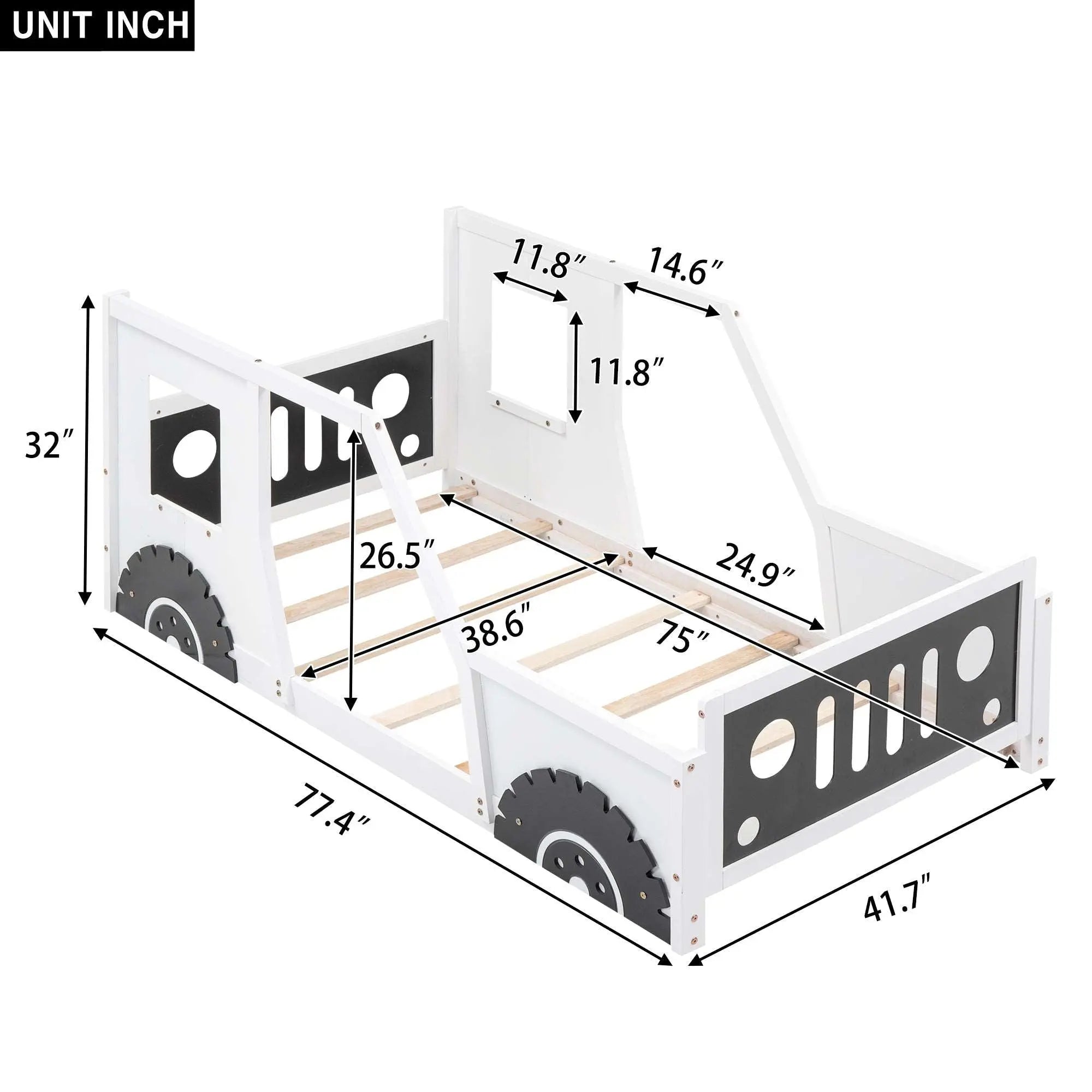 Bellemave® Classic Car - Shaped Platform Bed with Wheels - Bellemave