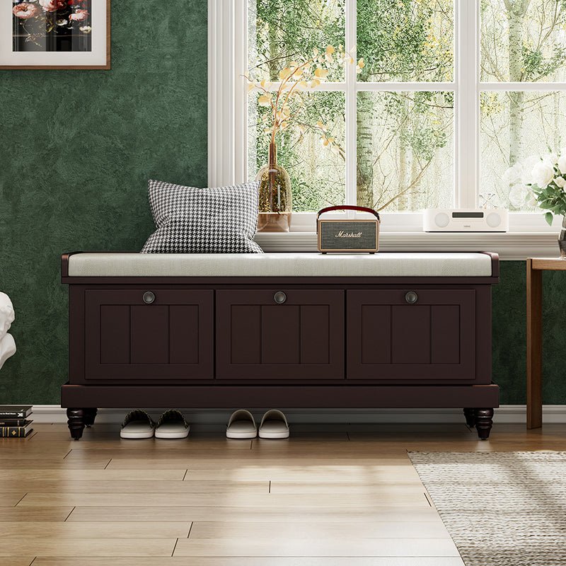 Bellemave® Classic Storage Bench with Cushioned Seat and Three Drawers - Bellemave
