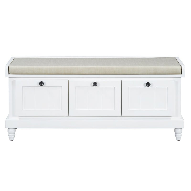 Bellemave® Classic Storage Bench with Cushioned Seat and Three Drawers - Bellemave