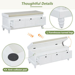 Bellemave® Classic Storage Bench with Cushioned Seat and Three Drawers - Bellemave