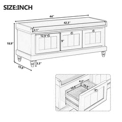 Bellemave® Classic Storage Bench with Cushioned Seat and Three Drawers - Bellemave