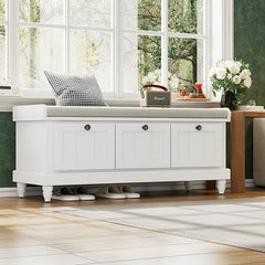 Bellemave® Classic Storage Bench with Cushioned Seat and Three Drawers - Bellemave