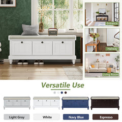 Bellemave® Classic Storage Bench with Cushioned Seat and Three Drawers - Bellemave