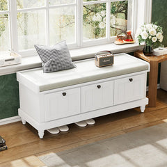 Bellemave® Classic Storage Bench with Cushioned Seat and Three Drawers - Bellemave