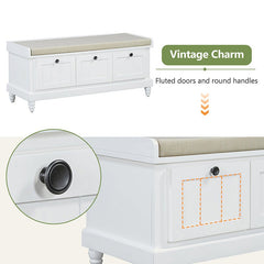 Bellemave® Classic Storage Bench with Cushioned Seat and Three Drawers - Bellemave