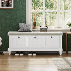 Bellemave® Classic Storage Bench with Cushioned Seat and Three Drawers - Bellemave