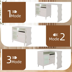 Bellemave® Cloud Wave Extendable Sofa Bar Table Cabinet Behind Couch Pub Table with LED - Bellemave