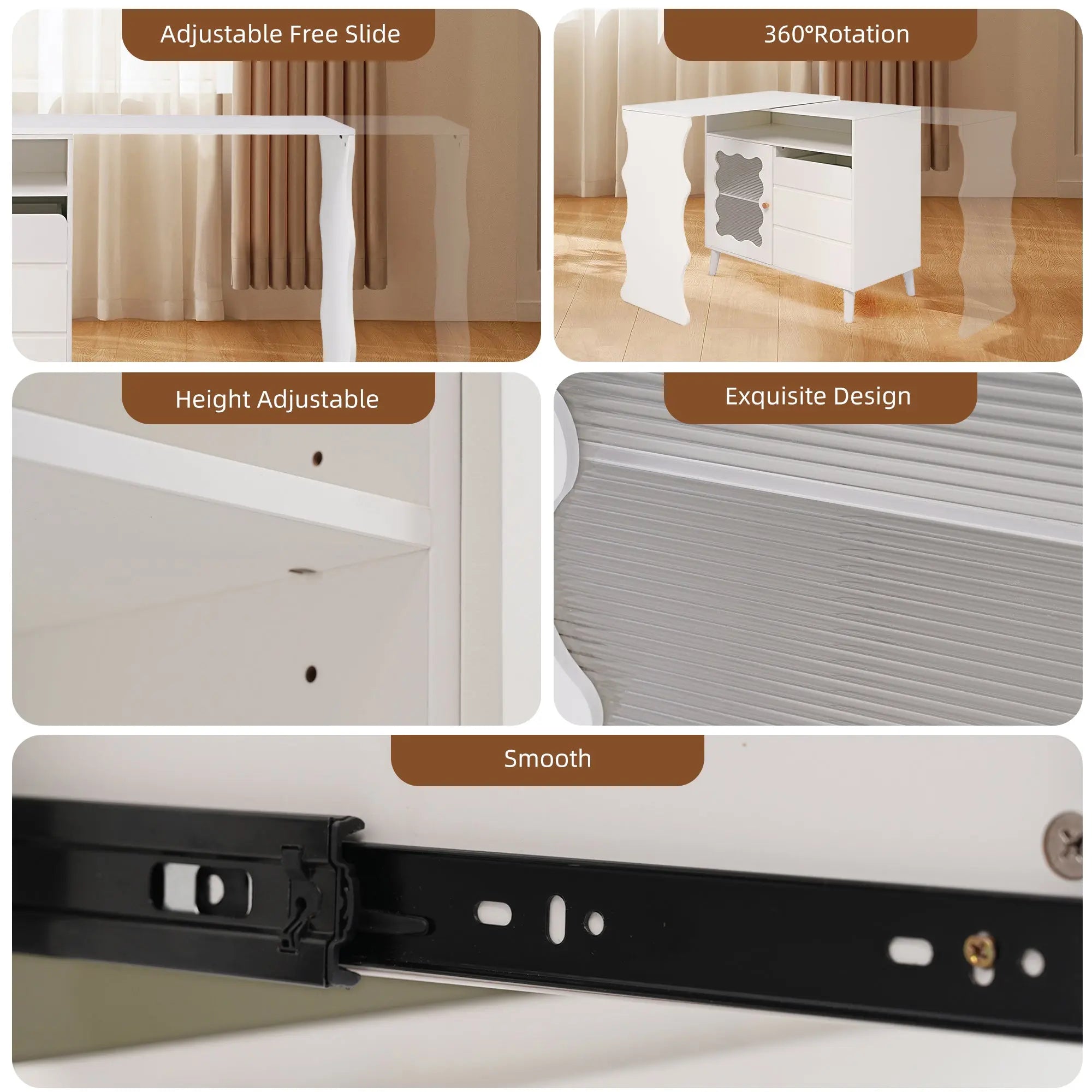 Bellemave® Cloud Wave Extendable Sofa Bar Table Cabinet Behind Couch Pub Table with LED - Bellemave