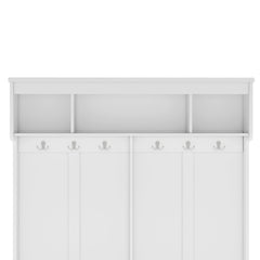 Bellemave® Coat Rack Modern Hallway Hall Tree with Metal Hooks and Storage Space, Multi - Functional Entryway Coat Rack with Shoe Cubbies, White,Hall Tree - Bellemave