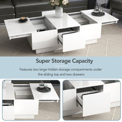 Bellemave® Coffee Table with 2 large Hidden Storage Compartment and 2 Drawers - Bellemave