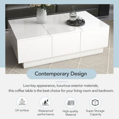 Bellemave® Coffee Table with 2 large Hidden Storage Compartment and 2 Drawers - Bellemave