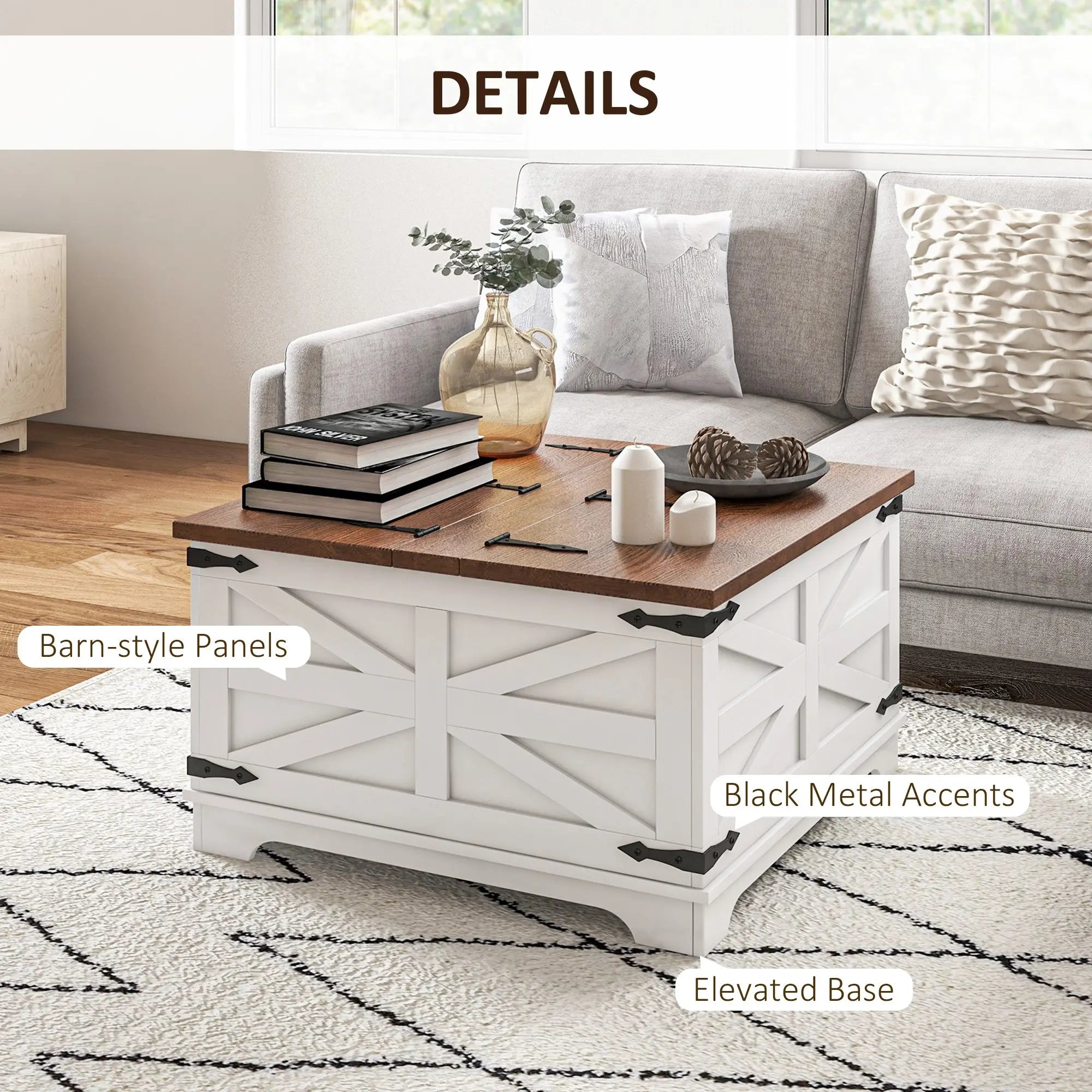 Bellemave® Coffee Table with Flip Top Hidden Storage - Bellemave