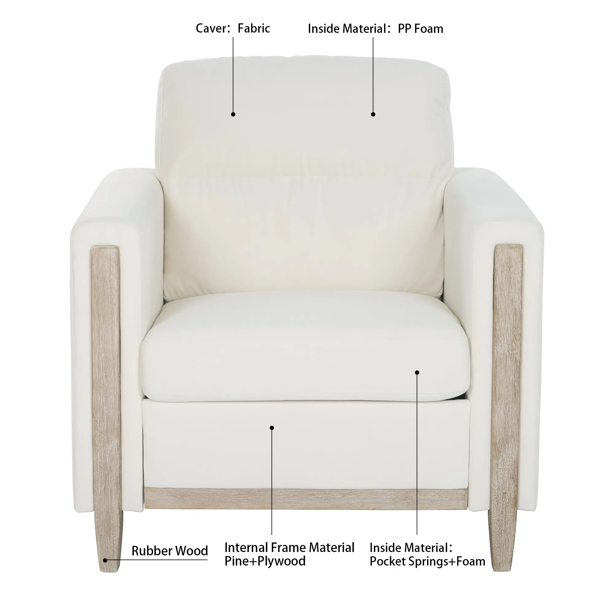 Bellemave® Comfortable Solid Wood 1 Seater Sofa - Bellemave