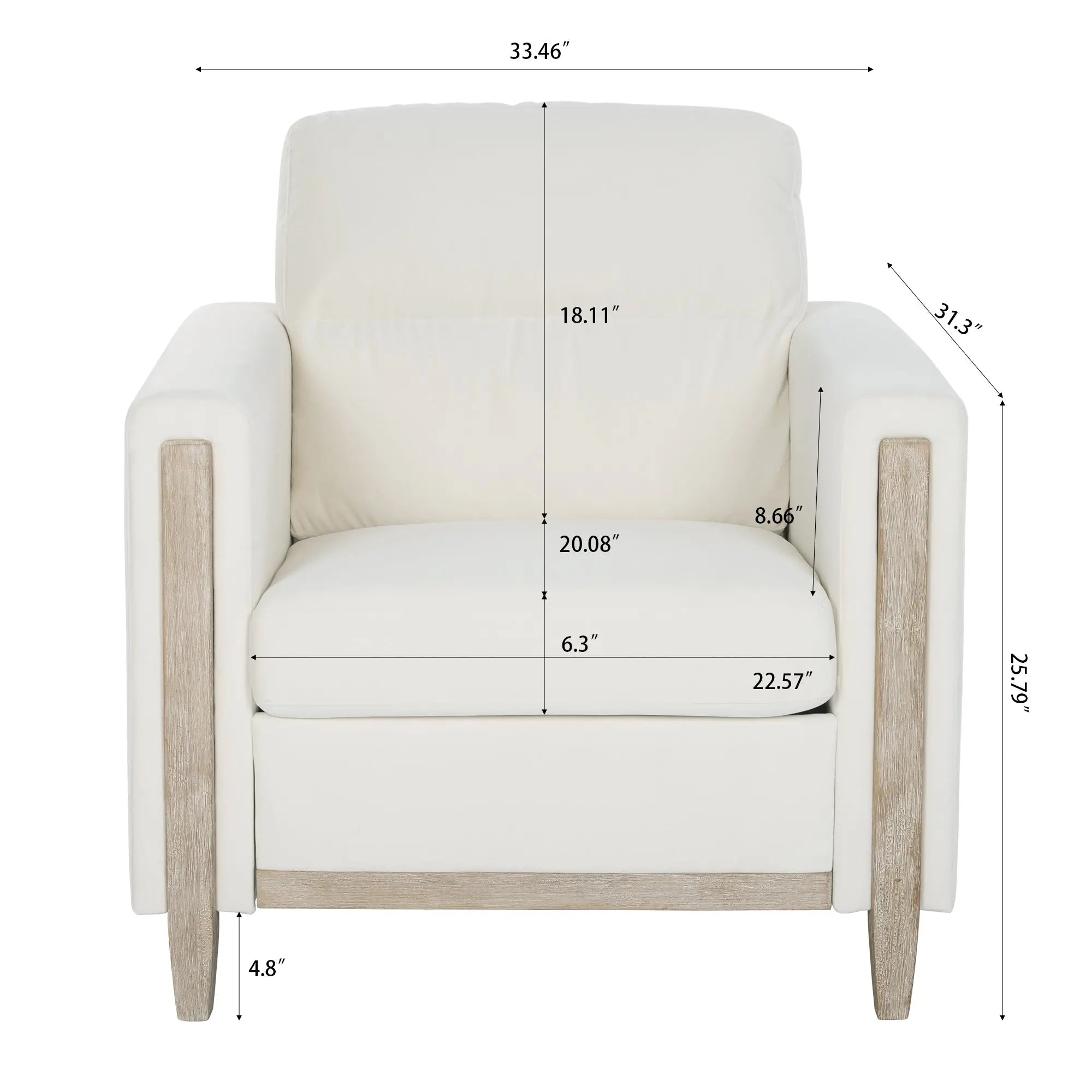 Bellemave® Comfortable Solid Wood 1 Seater Sofa - Bellemave