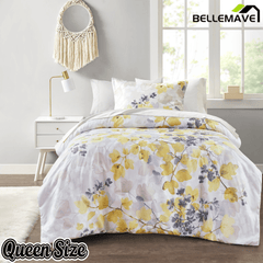 Bellemave® Comforter Set Yellow Bed Set, 6 Pieces Set Ultra Soft Botanical Flowers Comforter, Sheets, Pillowcases & Sham - Bellemave