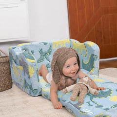 Bellemave® Comfy 2 - in - 1 Flip Open Couch Sleeper for Kids Blue Small Sofa (Compression Modular) - Bellemave