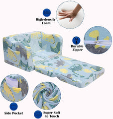 Bellemave® Comfy 2 - in - 1 Flip Open Couch Sleeper for Kids Blue Small Sofa (Compression Modular) - Bellemave
