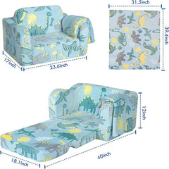 Bellemave® Comfy 2 - in - 1 Flip Open Couch Sleeper for Kids Blue Small Sofa (Compression Modular) - Bellemave