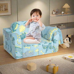 Bellemave® Comfy 2 - in - 1 Flip Open Couch Sleeper for Kids Blue Small Sofa (Compression Modular) - Bellemave