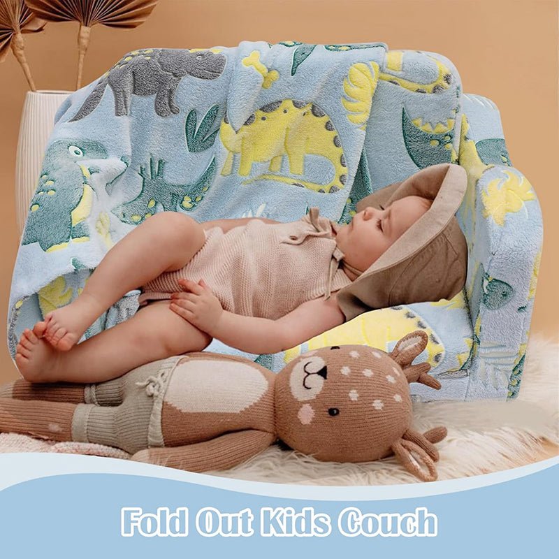 Bellemave® Comfy 2 - in - 1 Flip Open Couch Sleeper for Kids Blue Small Sofa (Compression Modular) - Bellemave