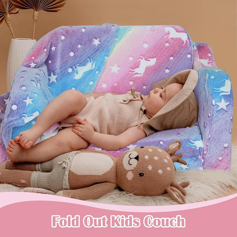 Bellemave® Comfy 2 - in - 1 Flip Open Couch Sleeper for Kids Pink Small Sofa (Compression Modular) - Bellemave