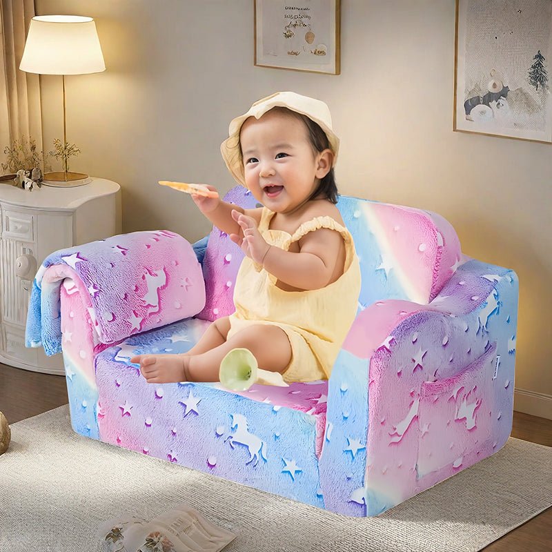 Bellemave® Comfy 2 - in - 1 Flip Open Couch Sleeper for Kids Pink Small Sofa (Compression Modular) - Bellemave