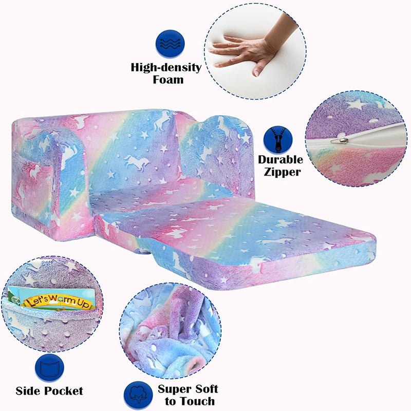 Bellemave® Comfy 2 - in - 1 Flip Open Couch Sleeper for Kids Pink Small Sofa (Compression Modular) - Bellemave