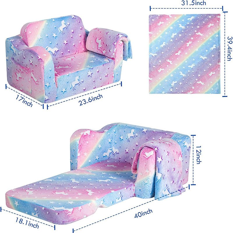 Bellemave® Comfy 2 - in - 1 Flip Open Couch Sleeper for Kids Pink Small Sofa (Compression Modular) - Bellemave
