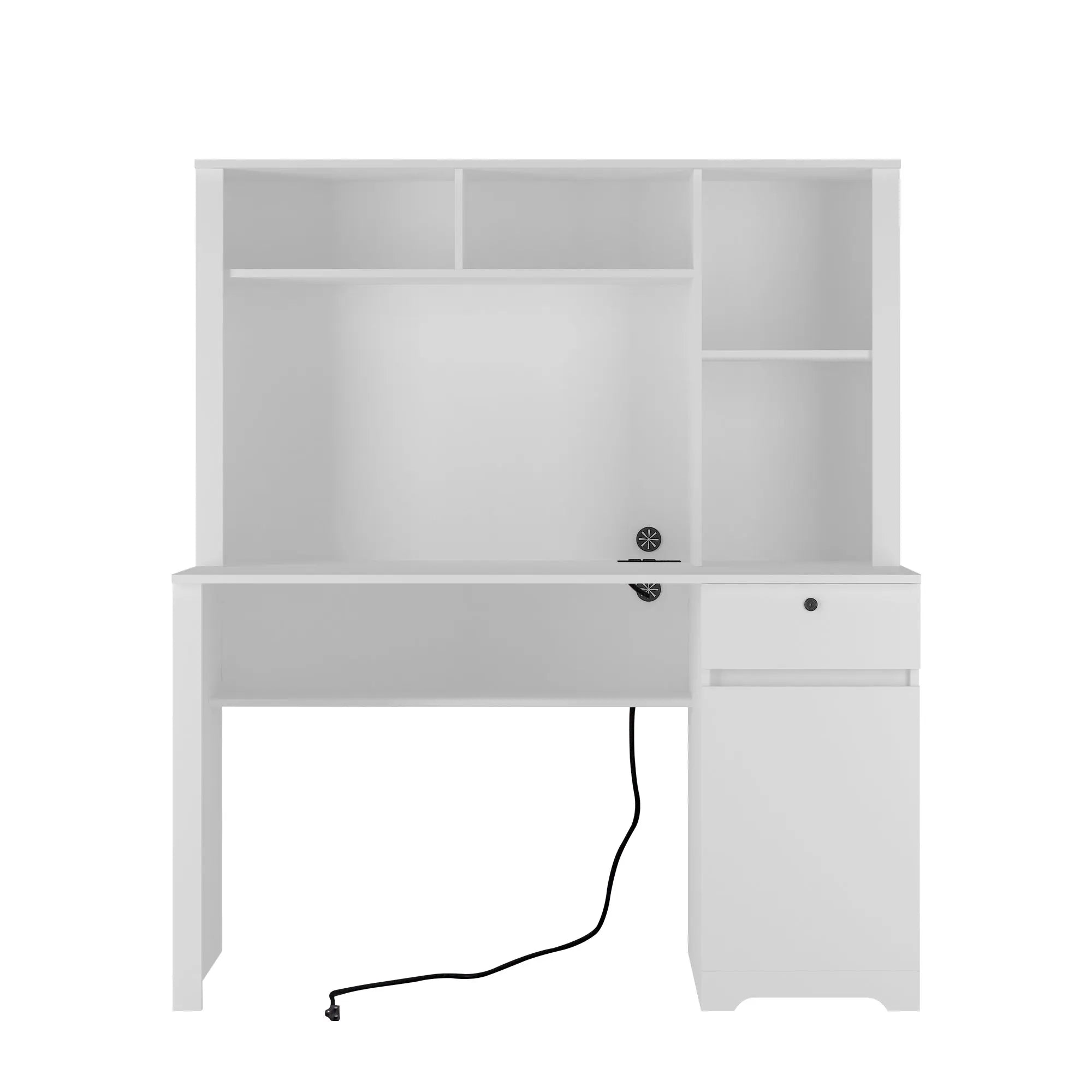 Bellemave® Computer Desk with Hutch & Bookshelf,with 3 AC Outlets and 2 USB Charging Ports Computer Desk with Hutch & Bookshelf,with 3 AC Outlets and 2 USB Charging Ports - Bellemave