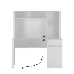 Bellemave® Computer Desk with Hutch & Bookshelf,with 3 AC Outlets and 2 USB Charging Ports Computer Desk with Hutch & Bookshelf,with 3 AC Outlets and 2 USB Charging Ports - Bellemave