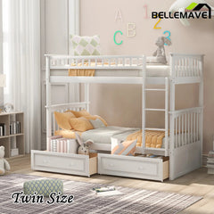 Bellemave® Convertible Bunk Bed with 2 Drawers - Bellemave
