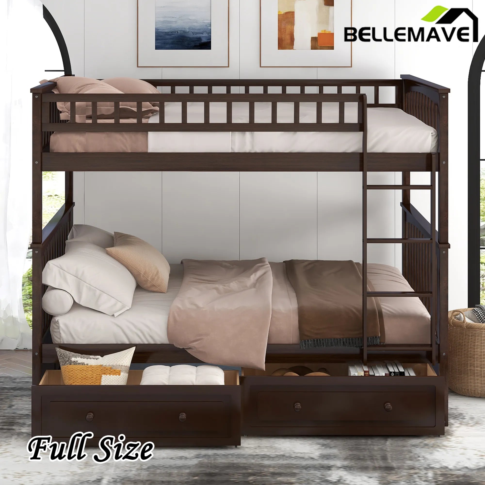 Bellemave® Convertible Bunk Bed with 2 Drawers - Bellemave