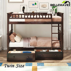 Bellemave® Convertible Bunk Bed with 2 Drawers - Bellemave