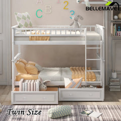 Bellemave® Convertible Bunk Bed with 2 Drawers - Bellemave