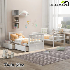 Bellemave® Convertible Bunk Bed with 2 Drawers - Bellemave