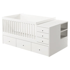 Bellemave® Convertible Crib to Daybed with Drawers,2 - in - 1 Baby Crib with Solid Wood Guardrails,Changing Table & Storage Drawers,Toddler Bed with Safety Rail - Bellemave
