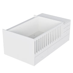 Bellemave® Convertible Crib to Daybed with Drawers,2 - in - 1 Baby Crib with Solid Wood Guardrails,Changing Table & Storage Drawers,Toddler Bed with Safety Rail - Bellemave