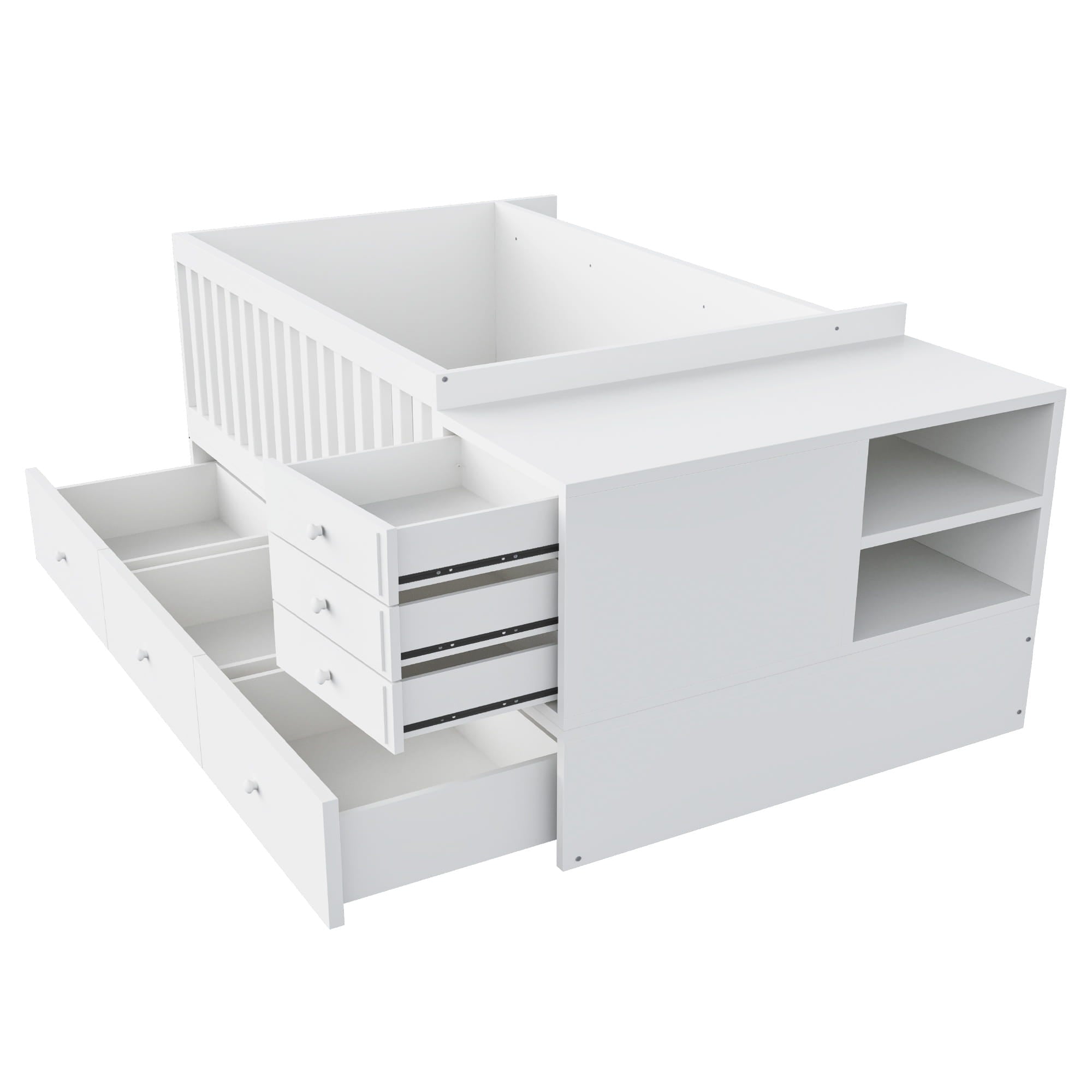 Bellemave® Convertible Crib to Daybed with Drawers,2 - in - 1 Baby Crib with Solid Wood Guardrails,Changing Table & Storage Drawers,Toddler Bed with Safety Rail - Bellemave