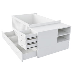 Bellemave® Convertible Crib to Daybed with Drawers,2 - in - 1 Baby Crib with Solid Wood Guardrails,Changing Table & Storage Drawers,Toddler Bed with Safety Rail - Bellemave