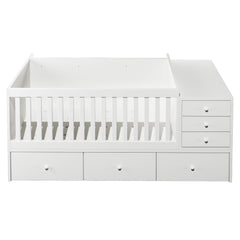 Bellemave® Convertible Crib to Daybed with Drawers,2 - in - 1 Baby Crib with Solid Wood Guardrails,Changing Table & Storage Drawers,Toddler Bed with Safety Rail - Bellemave