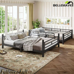 Bellemave® Convertible Full Bunk Bed – Space Saving Frame Splits into 2 Beds for Teens & Adults - Bellemave