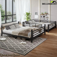 Bellemave® Convertible Full Bunk Bed – Space Saving Frame Splits into 2 Beds for Teens & Adults - Bellemave