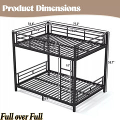 Bellemave® Convertible Full Bunk Bed – Space Saving Frame Splits into 2 Beds for Teens & Adults - Bellemave