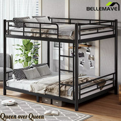 Bellemave® Convertible Full Bunk Bed – Space Saving Frame Splits into 2 Beds for Teens & Adults - Bellemave
