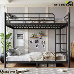Bellemave® Convertible Full Bunk Bed – Space Saving Frame Splits into 2 Beds for Teens & Adults - Bellemave