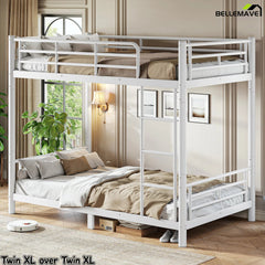 Twin XL over twin XL bunk bed with round steel tubing